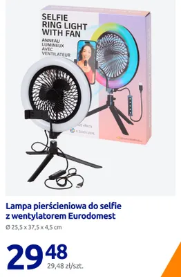Lampa pierścieniowa do selfie z wentylatorem Eurodomest promocja w Action