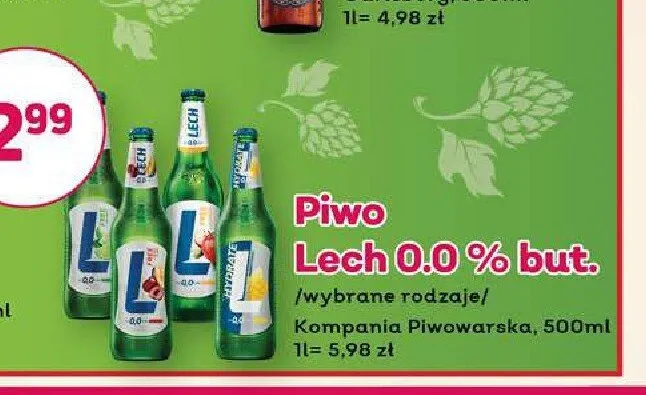 Piwo bezalkoholowe Lech Free Granat i Trawa Cytrynowa promocja w Bliski