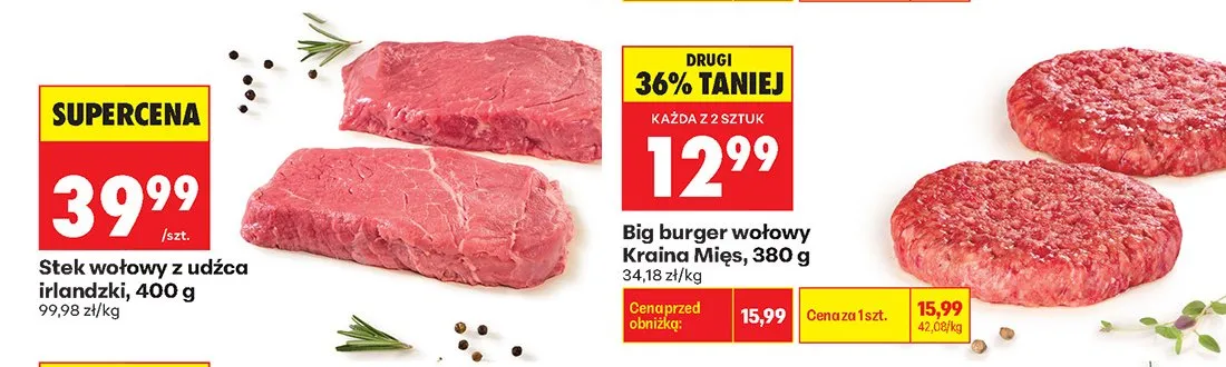 Stek wołowy z udźca irlandzki promocja w Biedronka