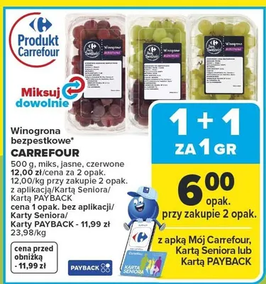 Winogrona bezpestkowe promocja w Carrefour Market