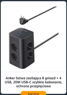 Listwa zasilająca Anker 8 gniazd promocja w Amazon