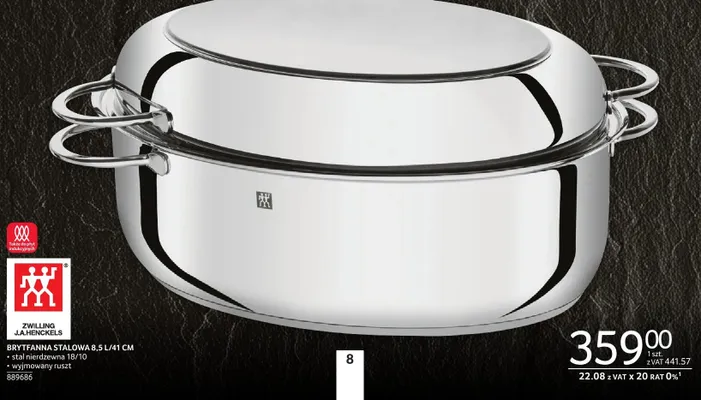 Brytfanna stalowa Zwilling J.A. Henckels 8.5L/41 cm promocja w Selgros
