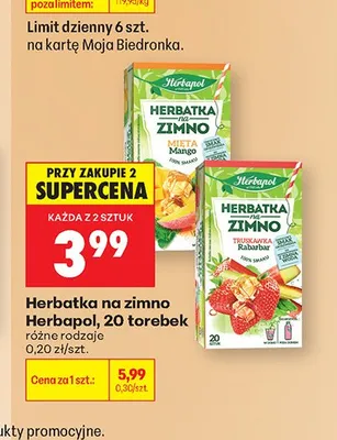 Herbatka na zimno Herbapol Mięta Mango promocja w Biedronka