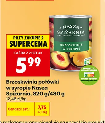 Brzoskwinia połówki w syropie Nasza Spiżarnia promocja w Biedronka