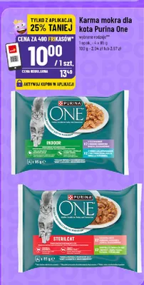 Karma mokra dla kota Purina One Indoor 4-pak promocja w POLOmarket