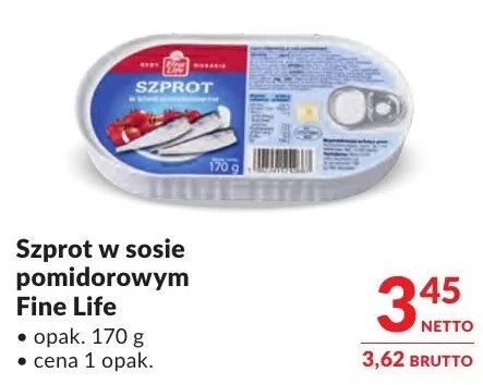 Szprot w sosie pomidorowym Fine Life promocja w Makro