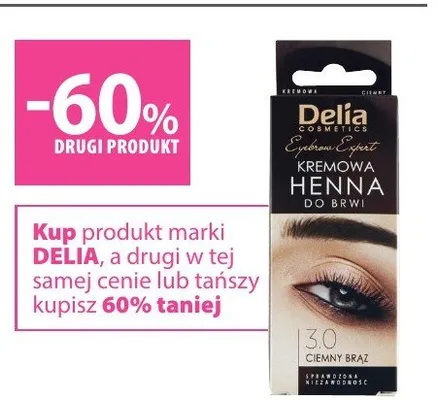 Henna do brwi Delia Cosmetics Kremowa Henna do brwi 3.0 ciemny brąz promocja w Hebe
