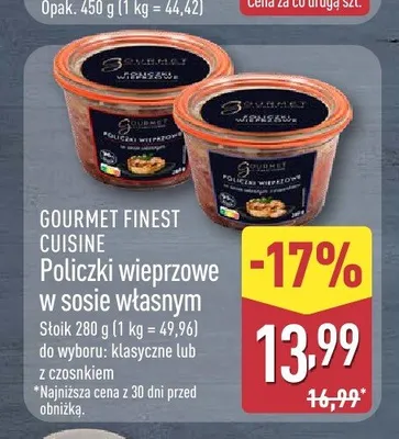 Policzki wieprzowe w sosie własnym Gourmet Finest Cuisine promocja w Aldi