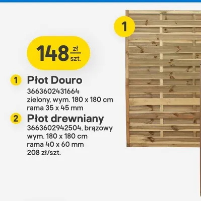 Płot Douro zielony wym. 180x180cm rama 35x45mm Castorama promocja w Castorama