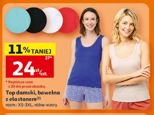 Top damski bawełna z elastanem Inextenso promocja w Auchan
