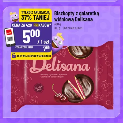 Biszkopty z galaretką wiśniową Delisana promocja w POLOmarket