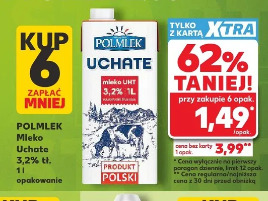 Mleko Uchate 3,2% tł. Polmlek promocja w Kaufland