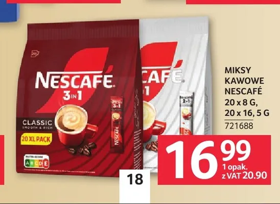 Kawa rozpuszczalna Miks kawowy Nescafé 3in1 Classic promocja w Selgros