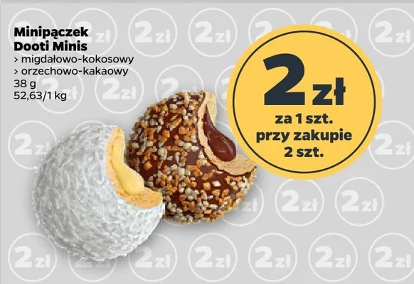 Minipackek dooti minis migdałowo-kokosowy, orzechowo-kakaowy promocja w Netto