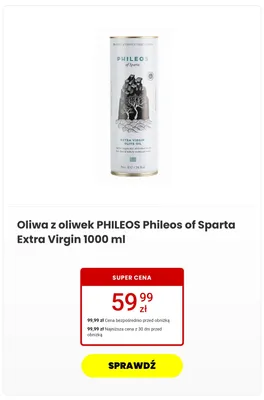 Oliwa z oliwek PHILEOS Phileos of Sparta Extra Virgin promocja w Media Expert