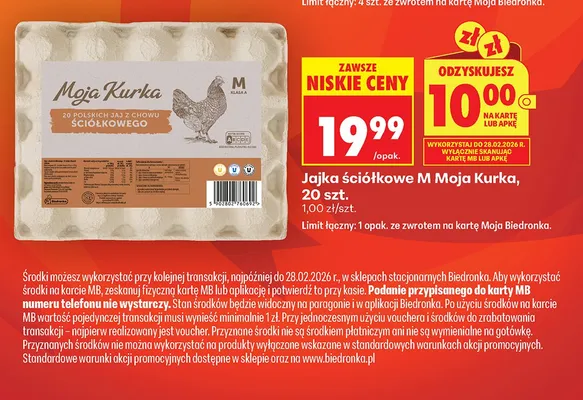 Jajka ściółkowe M 20 szt. promocja w Biedronka