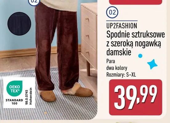 Spodnie sztruksowe z szeroką nogawką damskie UP2FASHION promocja w Aldi