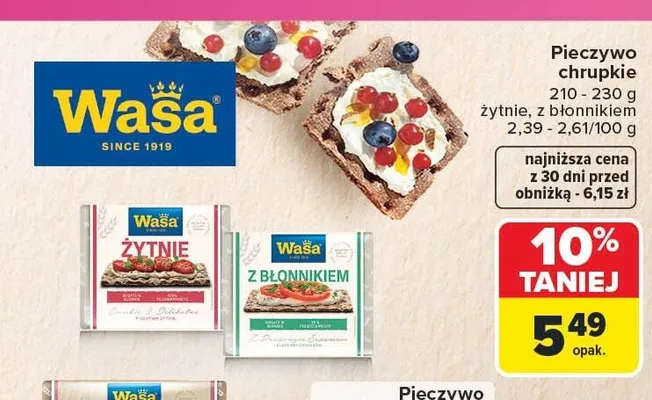 Pieczywo chrupkie Wasa Z Błonnikiem promocja w Carrefour
