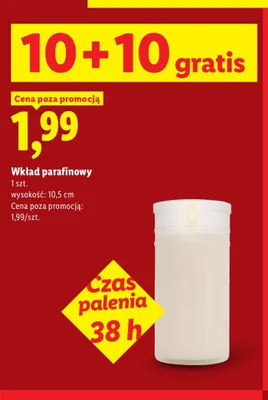 Wkład parafinowy czas palenia 38 h promocja w Lidl