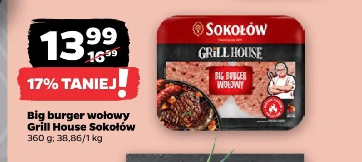 Big burger wołowy Grill House Sokołów promocja w Netto