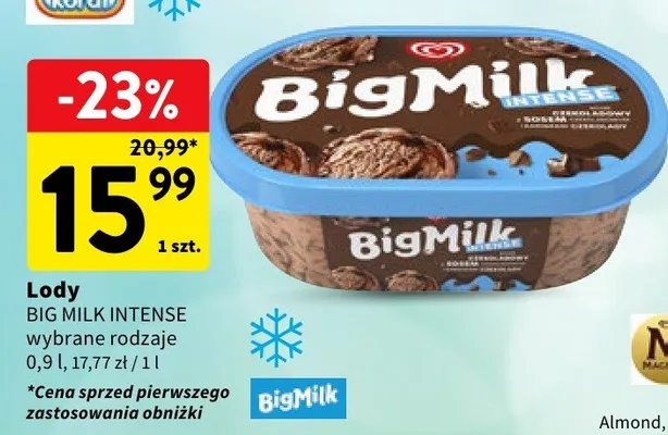 Lody Big Milk Intense promocja w Intermarche