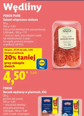 Boczek wędzony w plastrach XXL surowy Pikok promocja w Lidl