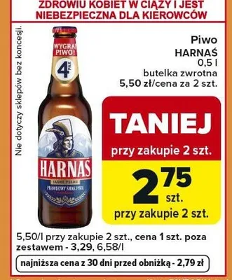 Piwo Harnaś lodoherbata brzoskwinia promocja w Carrefour Express