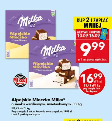 Alpejskie Mleczko Milka o smaku śmietankowym promocja w LEWIATAN