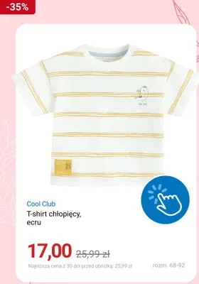 T-shirt chłopięcy Cool Club ecru promocja w Smyk