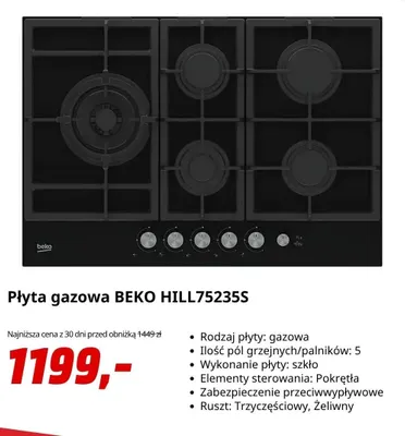 Płyta gazowa Beko promocja w Media Markt