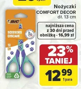 Nożyczki Comfort Decor BIC promocja w Carrefour