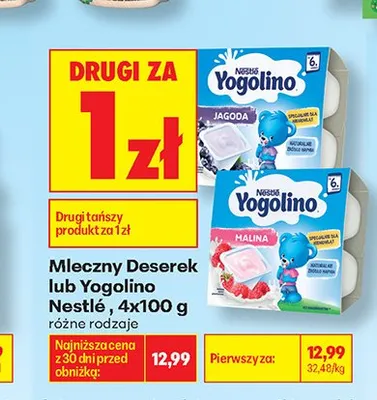 Mleczny deserek Nestlé Yogolino Jagoda promocja w Biedronka