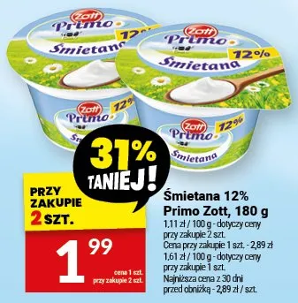Śmietana 12% primo zott promocja w Twój Market