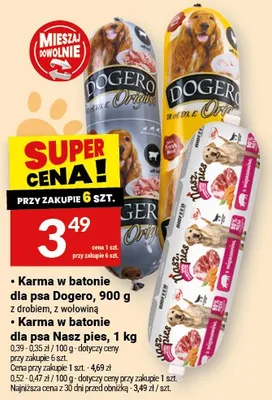 Karma w batonie dla psa Dogero 900g z wołowiną promocja w Twój Market