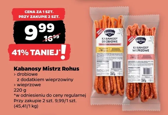 Kabanosy drobiowe Mistrz Rohus promocja w Netto