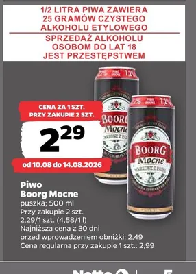 Piwo Boorg Mocne promocja w Netto