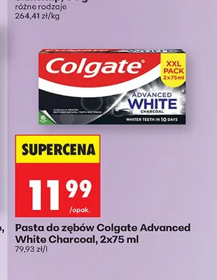 Pasta do zębów Colgate Advanced White Charcoal 2-pak promocja w Biedronka