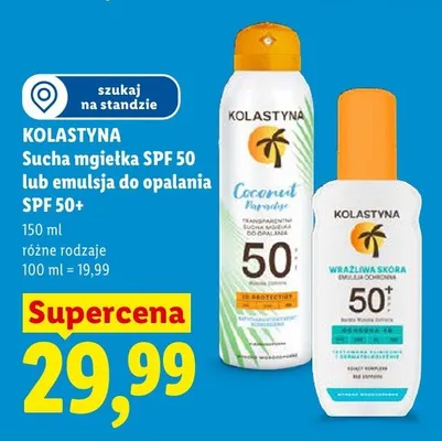 Emulsja do opalania SPF 50+ Kolastyna promocja w Lidl