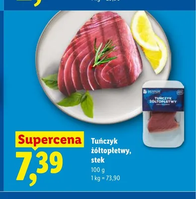 Tuńczyk żółtopłetwy stek Targ Rybny Lidla promocja w Lidl
