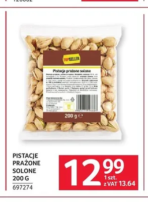 Pistacje prażone solone Topseller promocja w Selgros