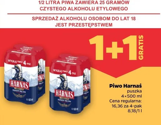 Piwo Harnaś puszka 4x500ml promocja w Netto