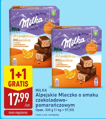 Alpejskie mleczko o smaku czekoladowo-pomarańczowym promocja w Aldi