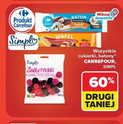 Żelki malinki o smaku malinowym Carrefour Simpl promocja w Carrefour Market