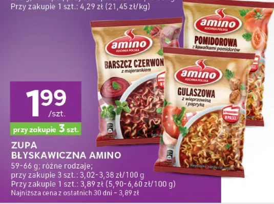Zupa błyskawiczna amino Pomidorowa promocja w Stokrotka