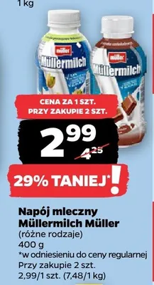 Napój mleczny Müllermilch, różne rodzaje promocja w Netto