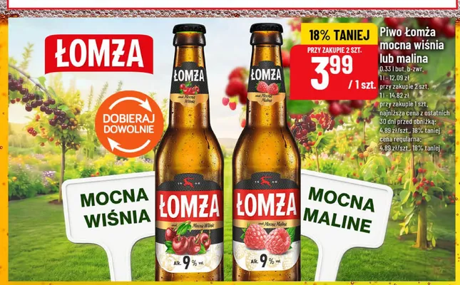 Piwo Łomża Mocna Wiśnia promocja w POLOmarket