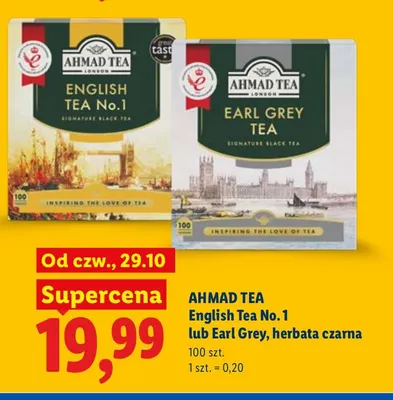 Herbata czarna Earl Grey Ahmad Tea promocja w Lidl
