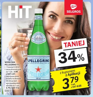 Woda San Pellegrino 1l promocja w Selgros