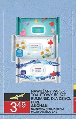 Nawilżany papier toaletowy Auchan Rumianek promocja w Wafelek