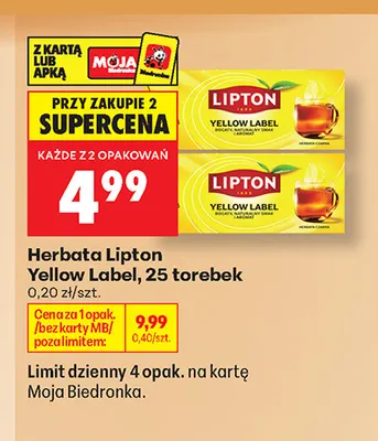 Herbata Lipton Yellow Label promocja w Biedronka